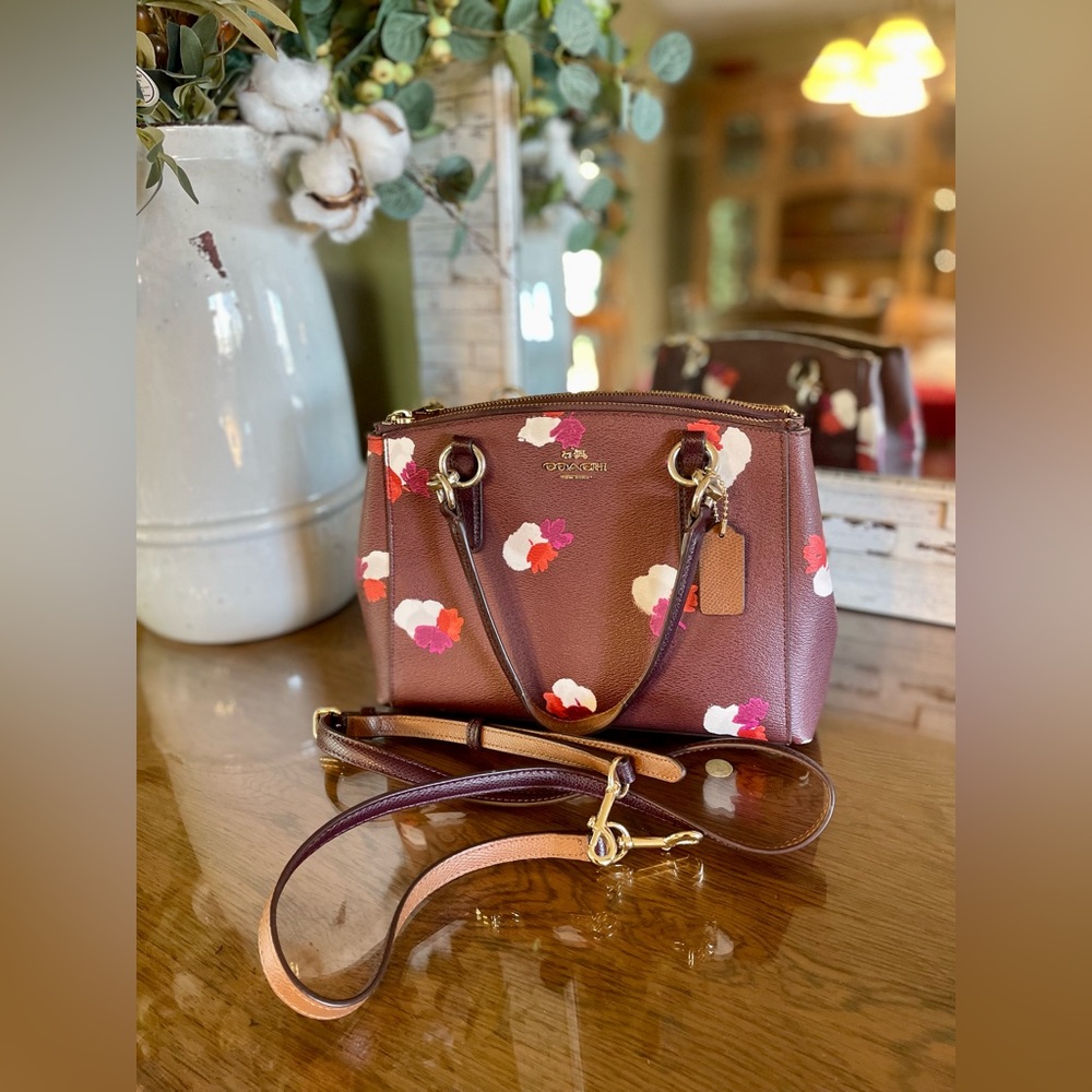 Coach Small Carrie All Shoulder Bag. Fall Watercolor Floral.